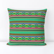 Green and Orange Diamond Serape Saltillo