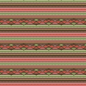 Brown and Coral Diamond Serape Saltillo