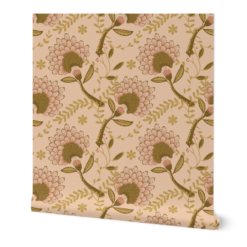 Basic vintage floral | creamy brown