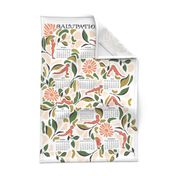 Happy New You- Salutation 2024- Surya Namaskar- Salute to Sun in a Garden- 12 Yoga Poses- Tea Towel Calendar