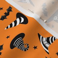 witches hat fabric - halloween fabric - orange