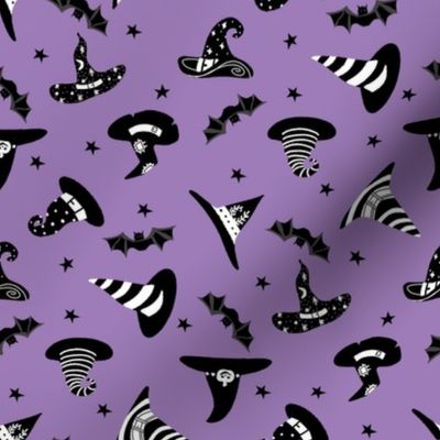 witches hat fabric - halloween fabric - light purple