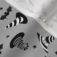 witches hat fabric - halloween fabric - grey