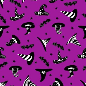 witches hat fabric - halloween fabric - purple