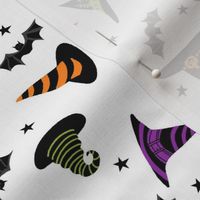 witches hat fabric - halloween fabric - white