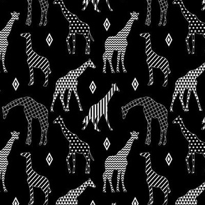 Patterned Giraffes on Black // Extra Small