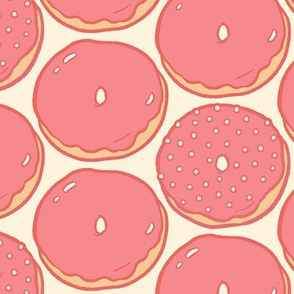 Pink Glazed Doughnut Rounds on Cream - Large