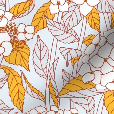 Golden leaf hydrangeas pattern
