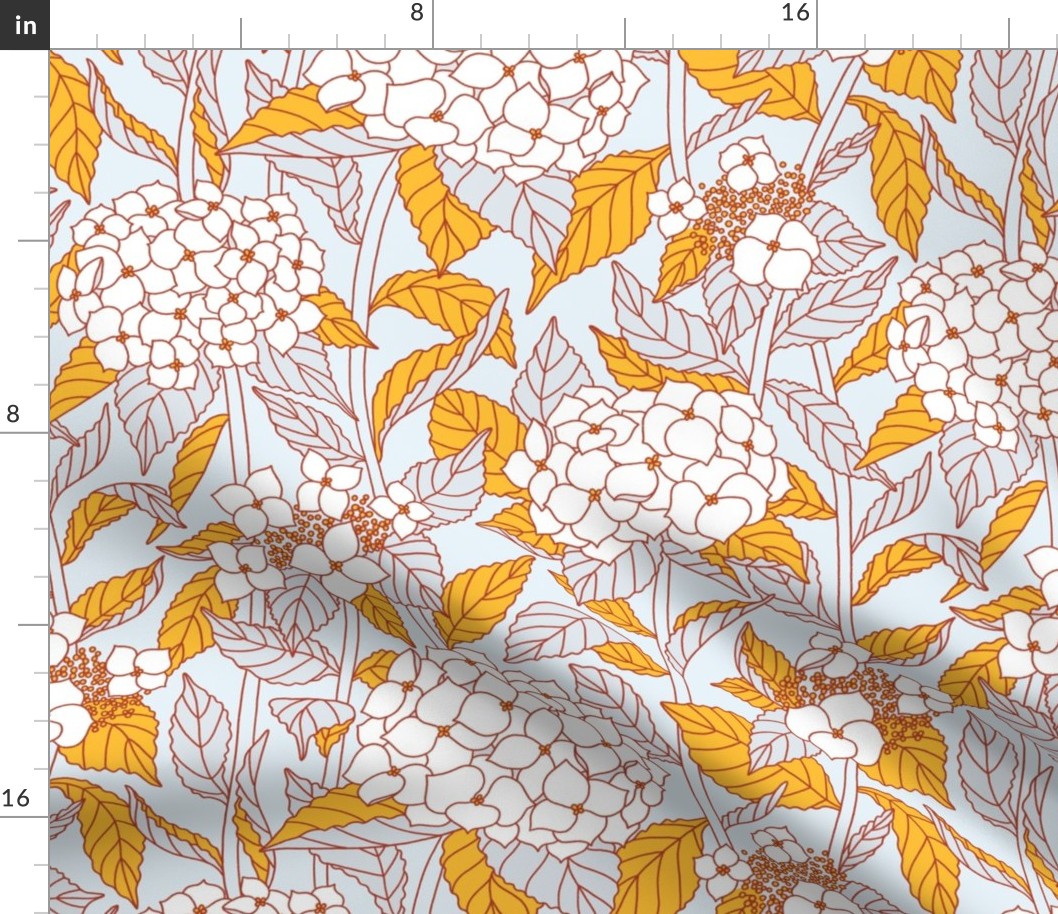 Golden leaf hydrangeas pattern
