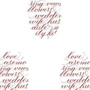 Red Wedding Word Collage in Calligraphy