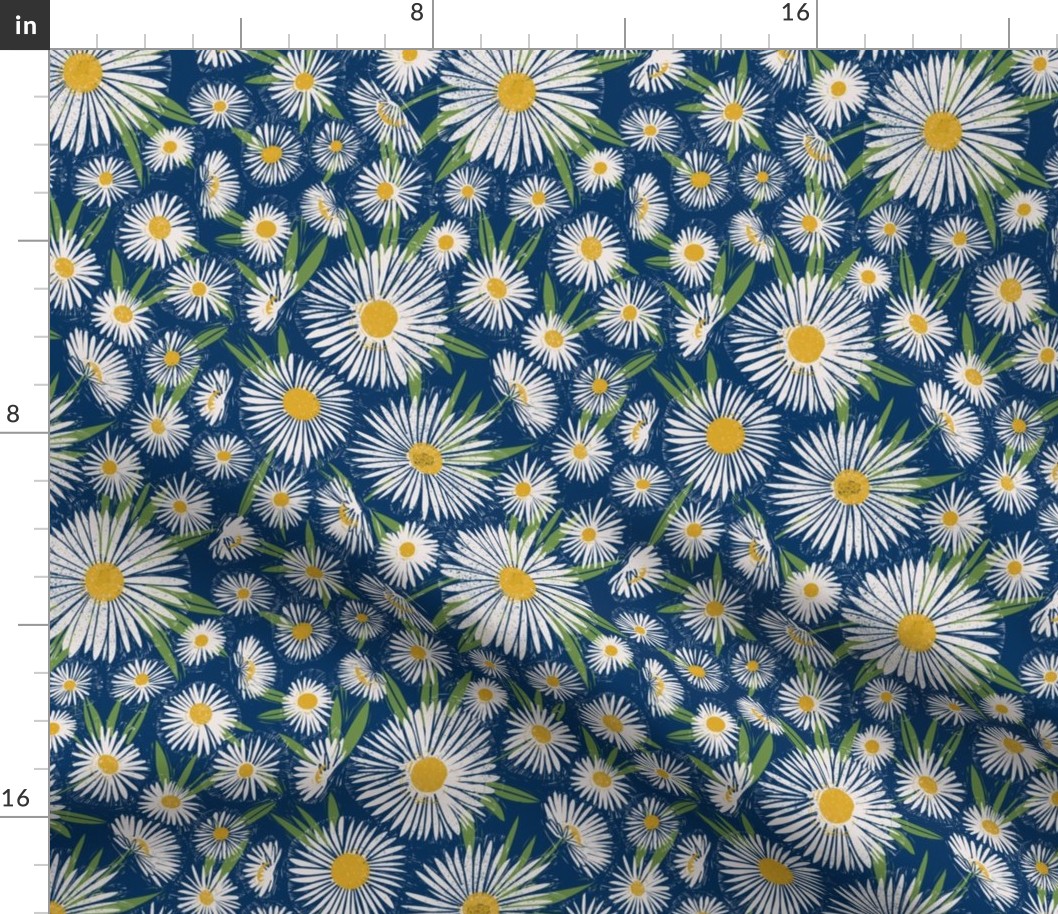 daisy pattern fabric - navy