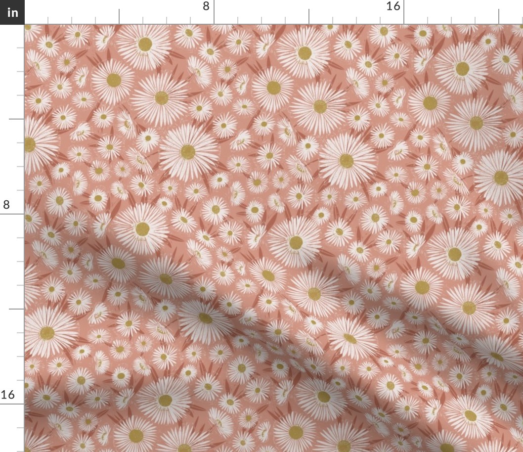 daisy pattern fabric - almond