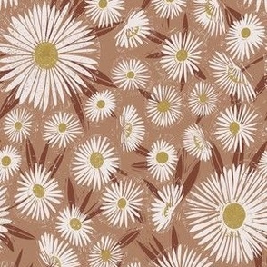 daisy pattern fabric - brown