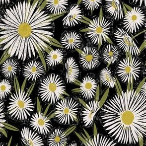 daisy pattern fabric - black