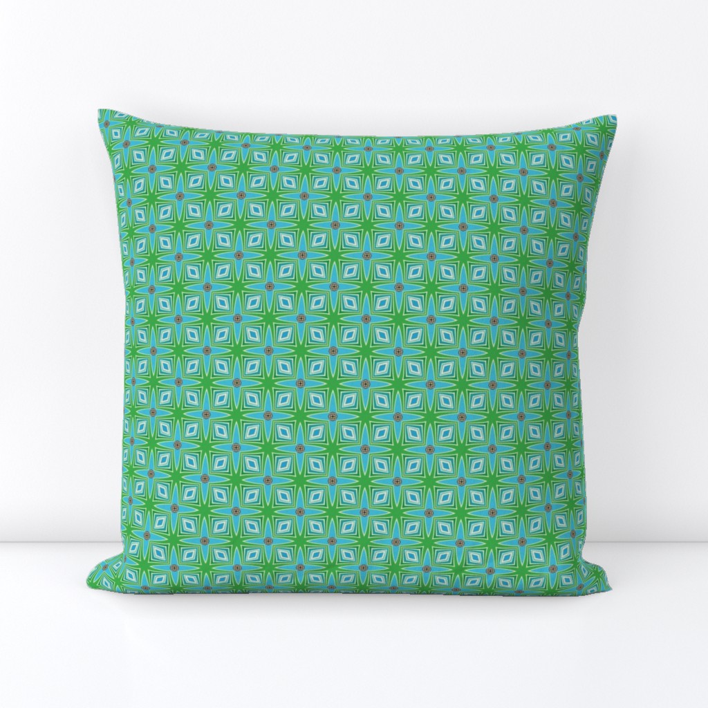 Retro blue and green print