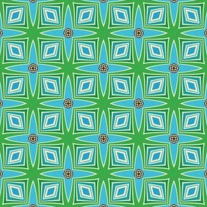 Retro blue and green print