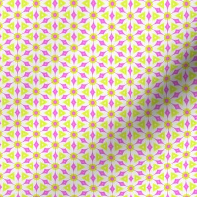 Pink and chartreuse geometric print