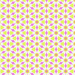 Pink and chartreuse geometric print