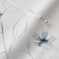 Clematis / blue watercolor floral medium scale