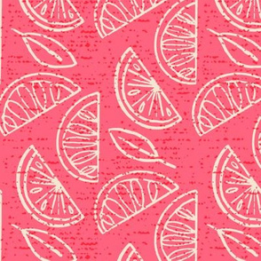 Lemon Slices and Leaves ~ Pink