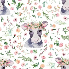 pink floral baby brown cow