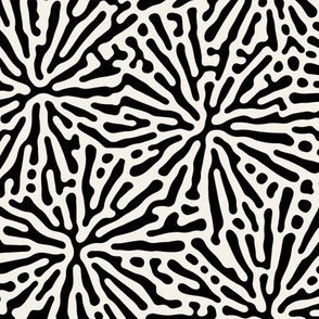 Black and White Coral Ocean Beach Coral Pattern, Nautical Beach Pattern