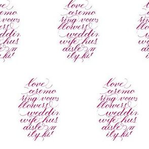 Pink Wedding Word Collage in Hand Lettered Calligraphy on White