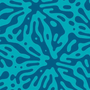 Teal Blue Ocean Beach Coral Pattern Aqua Turquoise Coral