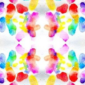 Watercolor Rainbow Splotchy  Dots