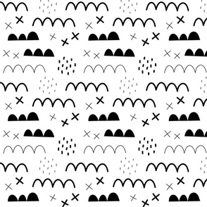 monochrome doodle rows