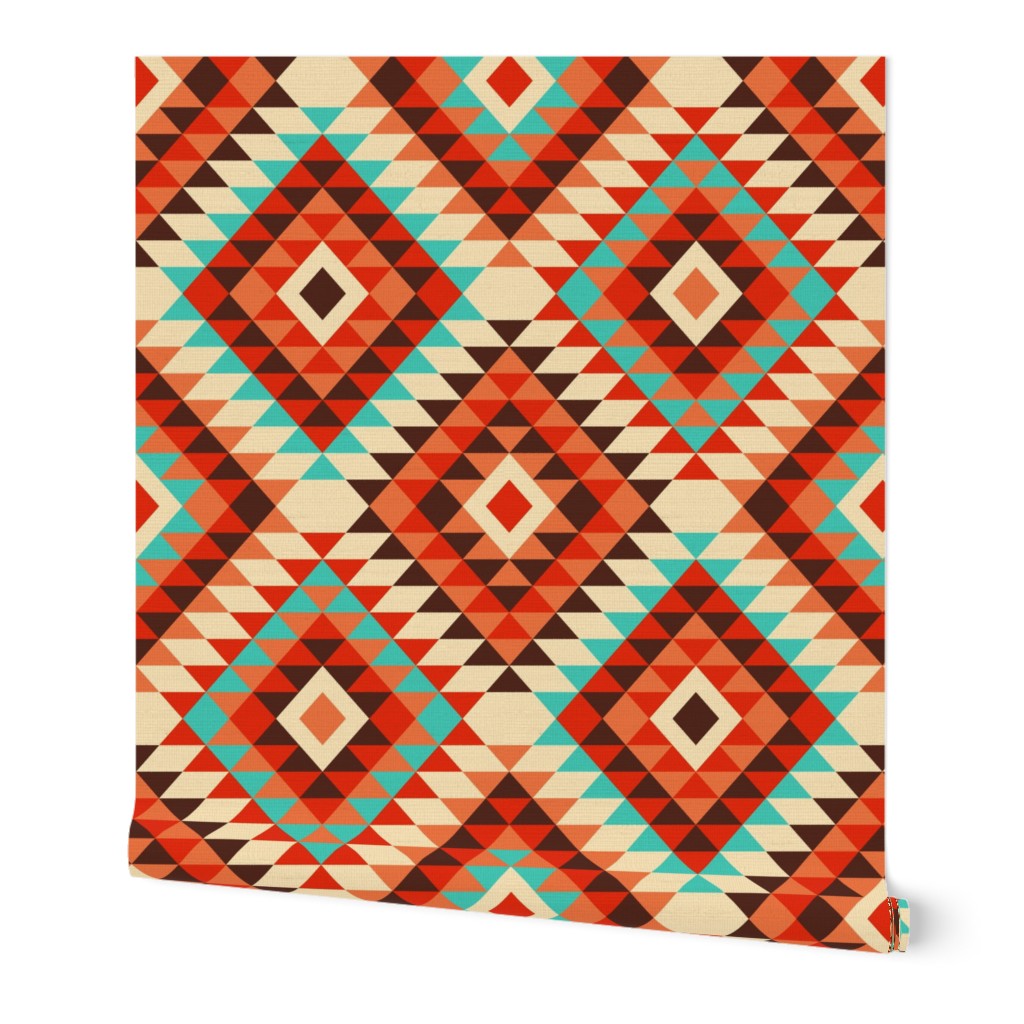 Boho geometric colorful kilim Aztec diamonds autumn