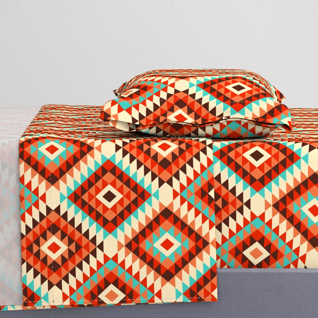 Boho geometric colorful kilim Aztec diamonds autumn