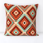 Boho geometric colorful kilim Aztec diamonds autumn