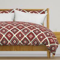 Boho Kilim diamonds red black gray cream Aztec