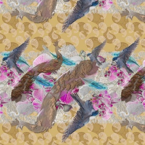 Wings, floral, birds 