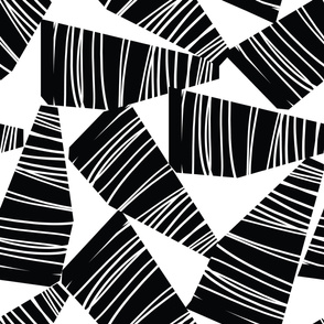 Abstract Black And White Shapes Collage - Large