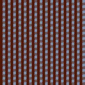 JP3 - Miniature - Art Deco Checked Stripes in Rusty Brown and Gunpowder Blue