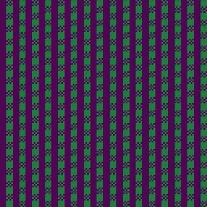 JP6 - Miniature -  Art Deco Checked Stripes in  Purple and Grass Green