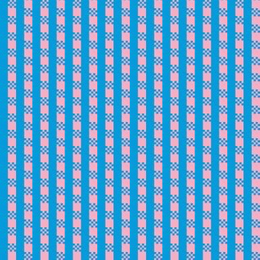 JP11 - Miniature - Art Deco Checked Stripes in Pink and Blue