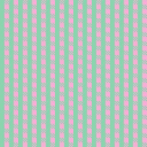 JP12 - Miniature - Art Deco Checked Stripes in Pink and Green Pastel