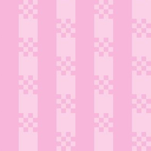JP13 - Medium - Art Deco Checked Stripes in Cotton Candy Pink Monochrome