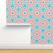 Islamic geometrics blue pink white pastel