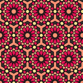 Islamic geometrics red orange black