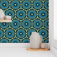 Islamic geometrics blue green black