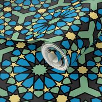 Islamic geometrics blue green black