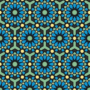 Islamic geometrics blue green black