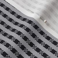 JP23 - Miniature - Art Deco Checked Stripes in Charcoal and Light Grey