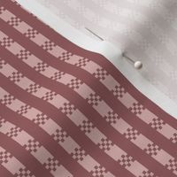 JP24 - Miniature - Art Deco Checked Stripes in  Brown and Rustic Mauve