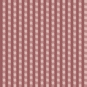 JP24 - Miniature - Art Deco Checked Stripes in  Brown and Rustic Mauve