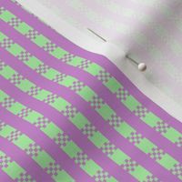 JP25 - Miniature - Art Deco Checked Stripes in Lilac and Limey Mint
